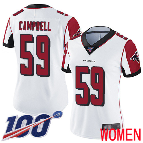 Atlanta Falcons Limited White Women De Vondre Campbell Road Jersey NFL Football #59 100th Season Vapor Untouchable->youth nfl jersey->Youth Jersey